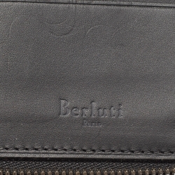 Berluti Black Leather Tali Scritto Double Zip Wallet