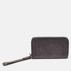 Berluti Black Leather Tali Scritto Double Zip Wallet