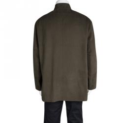 Pre Owned Berluti Brown Cotton Textured Mandarin Collar Jacket XXXL