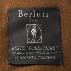 Pre Owned Berluti Brown Cotton Textured Mandarin Collar Jacket XXXL