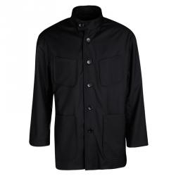 Berluti Black Mandarin Collar Button Front Regular Fit Jacket L