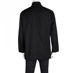 Berluti Black Mandarin Collar Button Front Regular Fit Jacket L