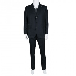 Pre Owned Berluti Navy Blue Striped Wool Drop 8 Fit Constructed Shoulder Detail Brera Suit L