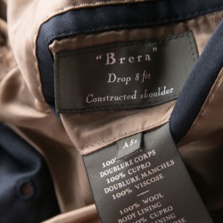 Pre Owned Berluti Navy Blue Striped Wool Drop 8 Fit Constructed Shoulder Detail Brera Suit L