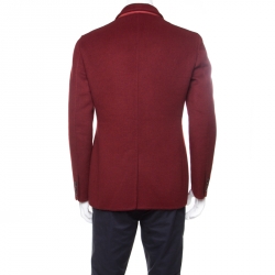 Pre Owned Berluti Burgundy Felted Cashmere Double Breasted Blazer L
