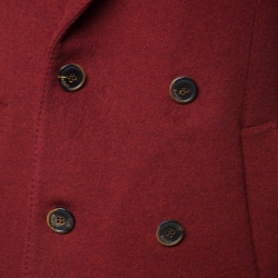 Pre Owned Berluti Burgundy Felted Cashmere Double Breasted Blazer L