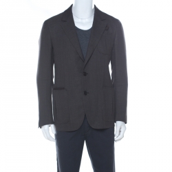 Berluti Brown Regular Fit Wool and Silk Blend Blazer L