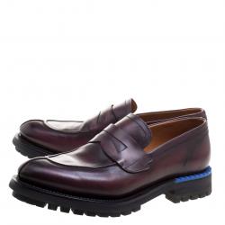 Pre Owned Berluti Two Tone Burgundy Leather Penny Loafers Size 42