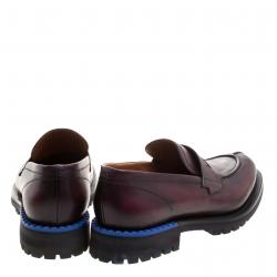 Pre Owned Berluti Two Tone Burgundy Leather Penny Loafers Size 42