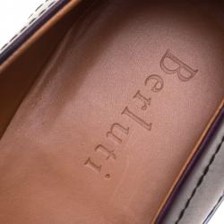 Pre Owned Berluti Two Tone Burgundy Leather Penny Loafers Size 42