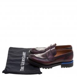 Pre Owned Berluti Two Tone Burgundy Leather Penny Loafers Size 42