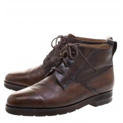 Pre Owned Berluti Brown Leather High Top Boots Size 41.5