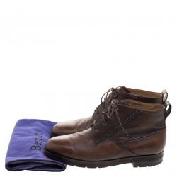 Pre Owned Berluti Brown Leather High Top Boots Size 41.5