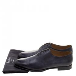 Berluti Grey Leather Lace Up Oxfords Size 44