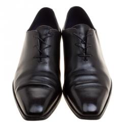 Pre Owned Berluti Black Leather Alessandro Lace Up Oxfords Size 41.5