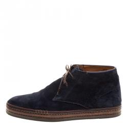 Pre Owned Berluti Blue Suede Lace Up Desert Boots Size 42