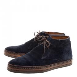 Pre Owned Berluti Blue Suede Lace Up Desert Boots Size 42