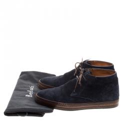 Pre Owned Berluti Blue Suede Lace Up Desert Boots Size 42