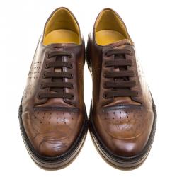 Pre Owned Berluti Tobacco Brown Leather Scritto Lace Up Derby Size 42