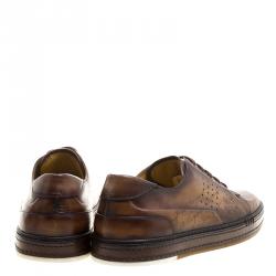 Pre Owned Berluti Tobacco Brown Leather Scritto Lace Up Derby Size 42