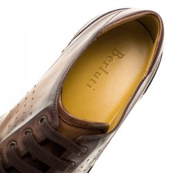 Pre Owned Berluti Tobacco Brown Leather Scritto Lace Up Derby Size 42