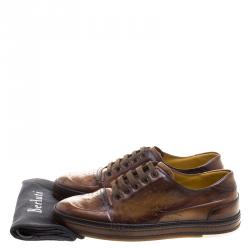 Pre Owned Berluti Tobacco Brown Leather Scritto Lace Up Derby Size 42