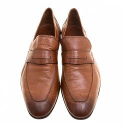 Pre Owned Berluti Brown Leather Penny Loafers Size 42.5