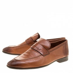 Pre Owned Berluti Brown Leather Penny Loafers Size 42.5