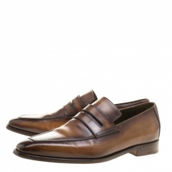 Pre Owned Berluti Brown Leather Andy Penny Loafers Size 42.5