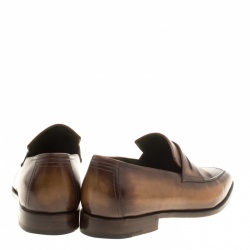 Pre Owned Berluti Brown Leather Andy Penny Loafers Size 42.5