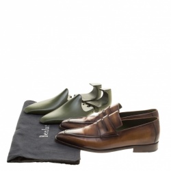 Pre Owned Berluti Brown Leather Andy Penny Loafers Size 42.5