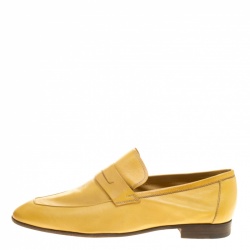 Pre Owned Berluti Yellow Leather Lorenzo Loafers Size 42.5