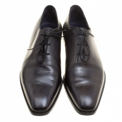 Berluti Shadow Grey Leather Alessandro Oxfords Size 42.5