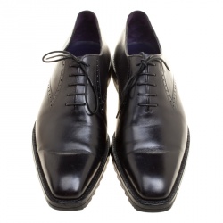 Pre Owned Berluti Black Leather Lace Up Oxfords Size 42.5