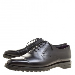 Pre Owned Berluti Black Leather Lace Up Oxfords Size 42.5