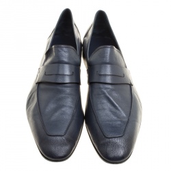 Pre Owned Berluti Oxford Blue Leather Lorenzo Loafers Size 42.5