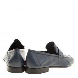 Pre Owned Berluti Oxford Blue Leather Lorenzo Loafers Size 42.5