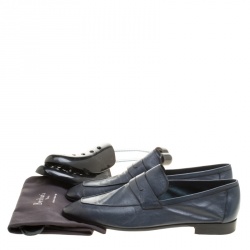 Pre Owned Berluti Oxford Blue Leather Lorenzo Loafers Size 42.5