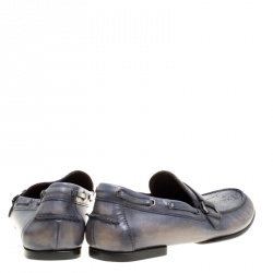 Pre Owned Berluti Grey Shaded Engraved Leather Loafers Size 43