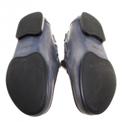 Pre Owned Berluti Grey Shaded Engraved Leather Loafers Size 43