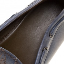 Pre Owned Berluti Grey Shaded Engraved Leather Loafers Size 43