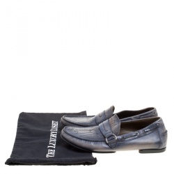 Pre Owned Berluti Grey Shaded Engraved Leather Loafers Size 43