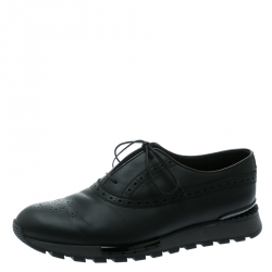  Berluti Black Brogue Leather Fast Track Sneakers Size 41
