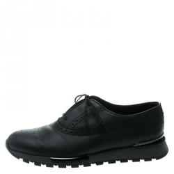  Berluti Black Brogue Leather Fast Track Sneakers Size 41