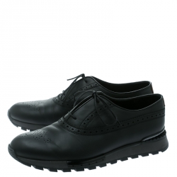  Berluti Black Brogue Leather Fast Track Sneakers Size 41