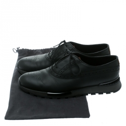  Berluti Black Brogue Leather Fast Track Sneakers Size 41