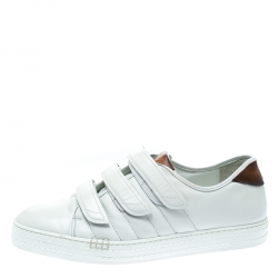 Berluti White Leather Playfield  Velcro Sneakers Size 43.5