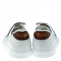Berluti White Leather Playfield  Velcro Sneakers Size 43.5