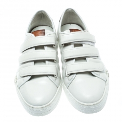 Berluti White Leather Playfield  Velcro Sneakers Size 43.5