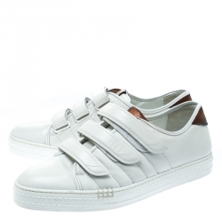 Berluti White Leather Playfield  Velcro Sneakers Size 43.5